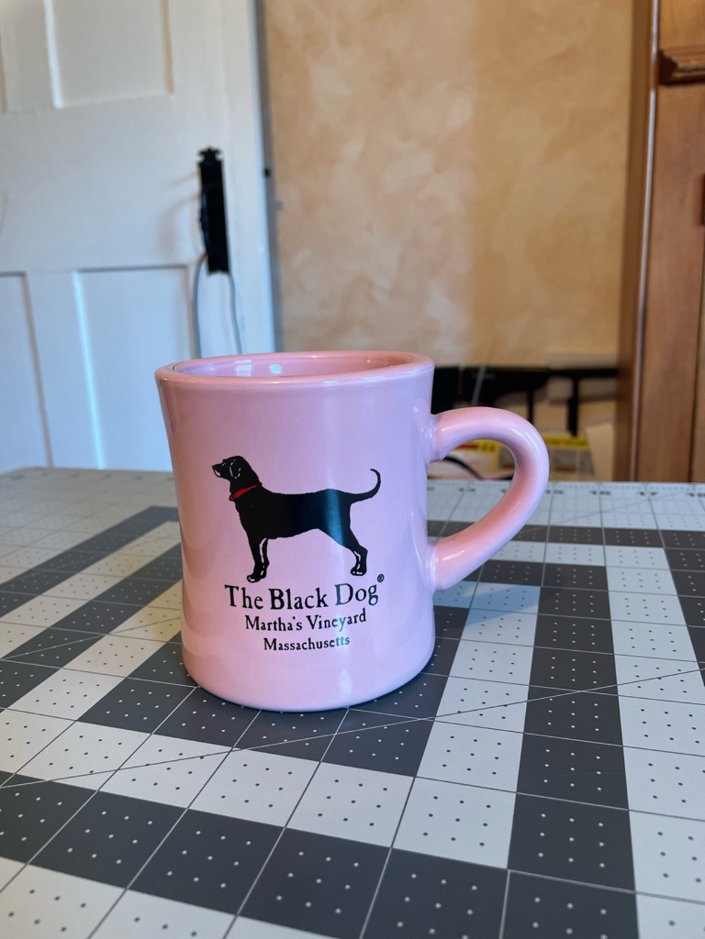 The Black Dog Martha's Vineyard Pink Ceramic Mug with Black Dog Logo